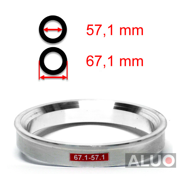 Alumīnija centrējošie gredzeni 67,1 - 57,1 mm ( 67.1 - 57.1 )